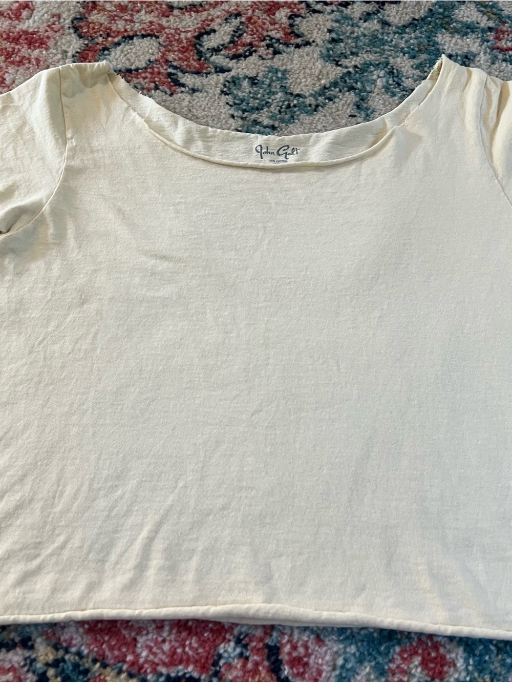 John Galt Yellow/Cream Robyn Short Sleeve Off-The-Shoulder Top (One size)
